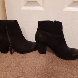 Genuine Leather Black Booties Sz 7 1/2