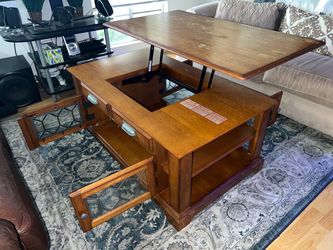 Lift-Top Coffee Table with Storage Cabinets