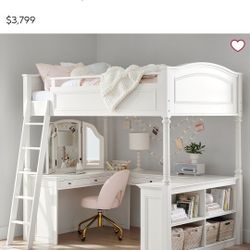 High End Pottery Barn Loft Bunk Bed Full Size Chelsea White
