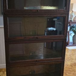 Viking Antique Barrister Bookcase 4 Shelves Glass Doors Oak 1(contact info removed)