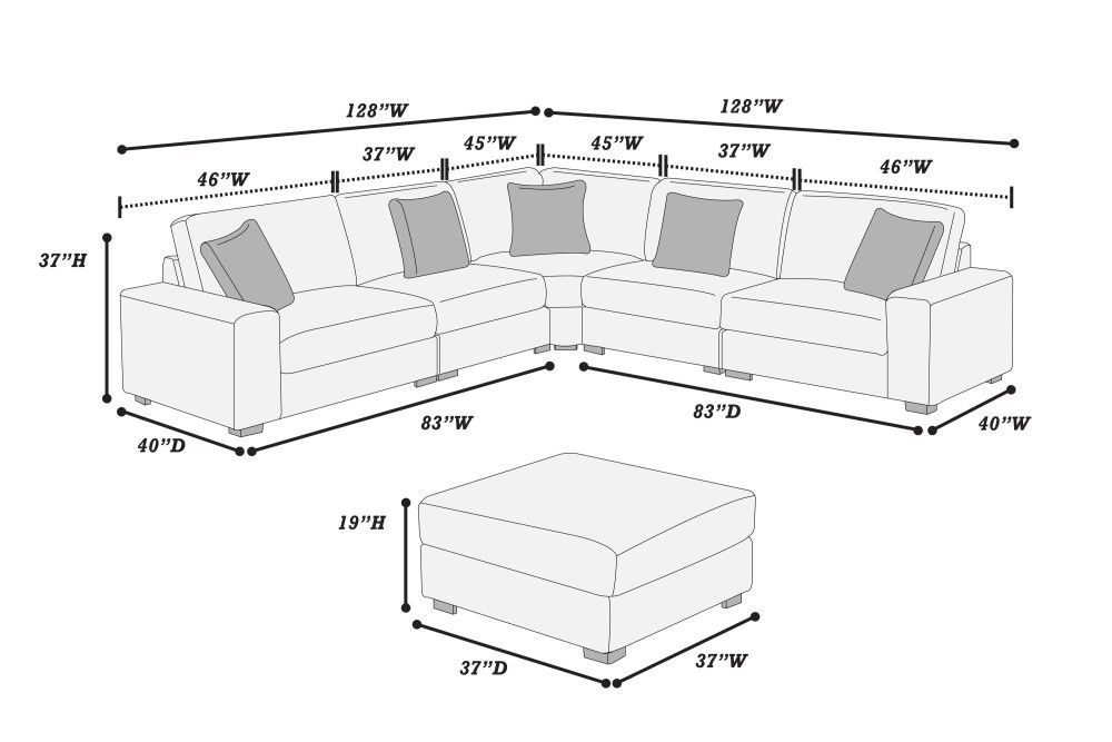 Brand New Beige Super Plush Corduroy Modular Sectional Sofa