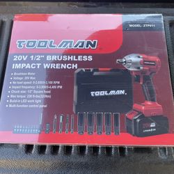 New 20v Brushless Impact Wrench 1/2” With Attachment Kit