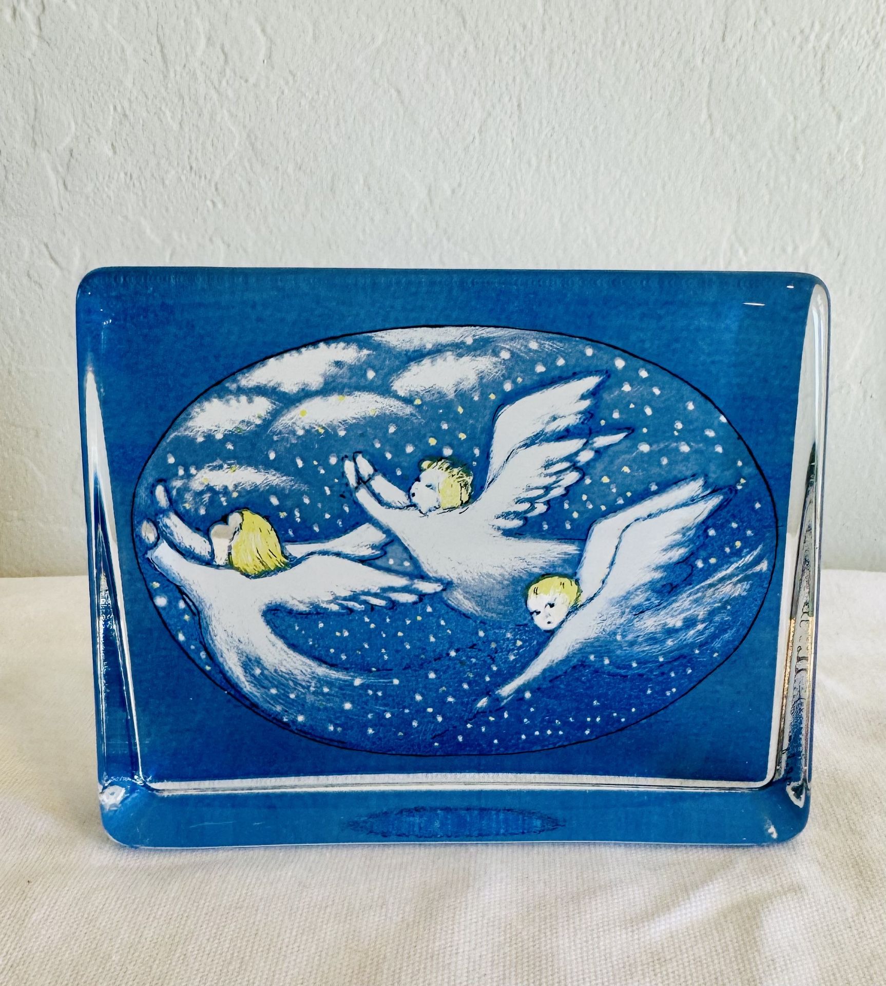 ittala Finland Angels "Swinging In The Sky" Glass Paperweight Signed Helja Liukko-Sundstrom