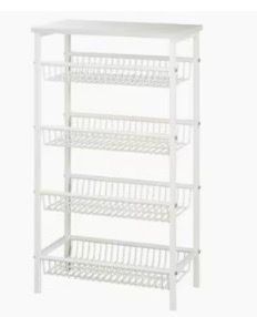 4-Tier Kitchen Storage Rack, Iron Art Metal Baking Paint with Wooden Shelves, Furniture Cabinet Storage Rack, Living Room Storage Rack, Multifunctiona