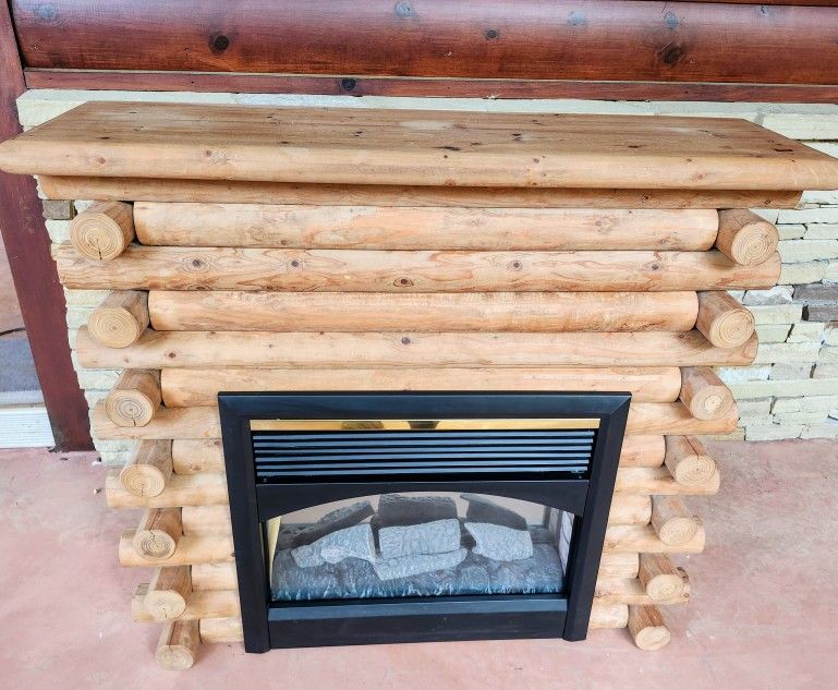 Electric Fireplace and Custom Wood Mantel