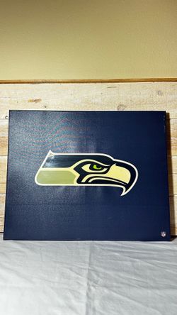 Officially Licensed Seattle Seahawks 16x20 Canvas Wall Art - Rare 3D Protruding Logo (2013 Champions
