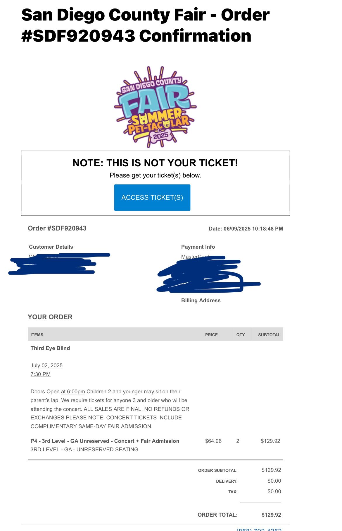 San Diego Fair Tickets+ Third Eye Blind Concert Tickets