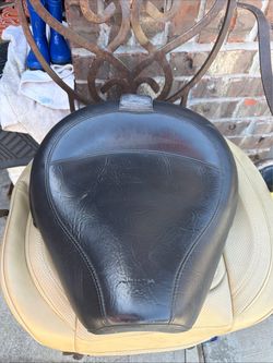 Mustang Black Leather Motorcycle Solo Seat