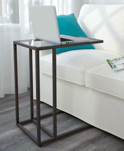 Modern Metal Frame Glass Top C-Table 26” tall