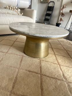 West Elm marble coffee table