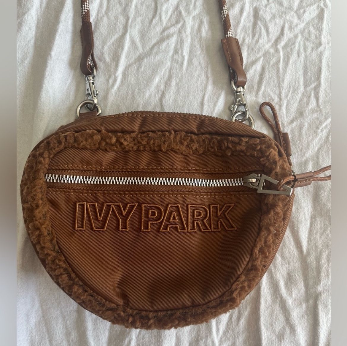Ivy Park x Adidas Collaboration Unisex Brown Sherpa Bag/ Purse Limited Edition