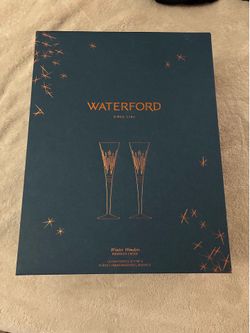 Waterford Winter Wonders Midnight Frost Flutes, Pair - New in Box Clear