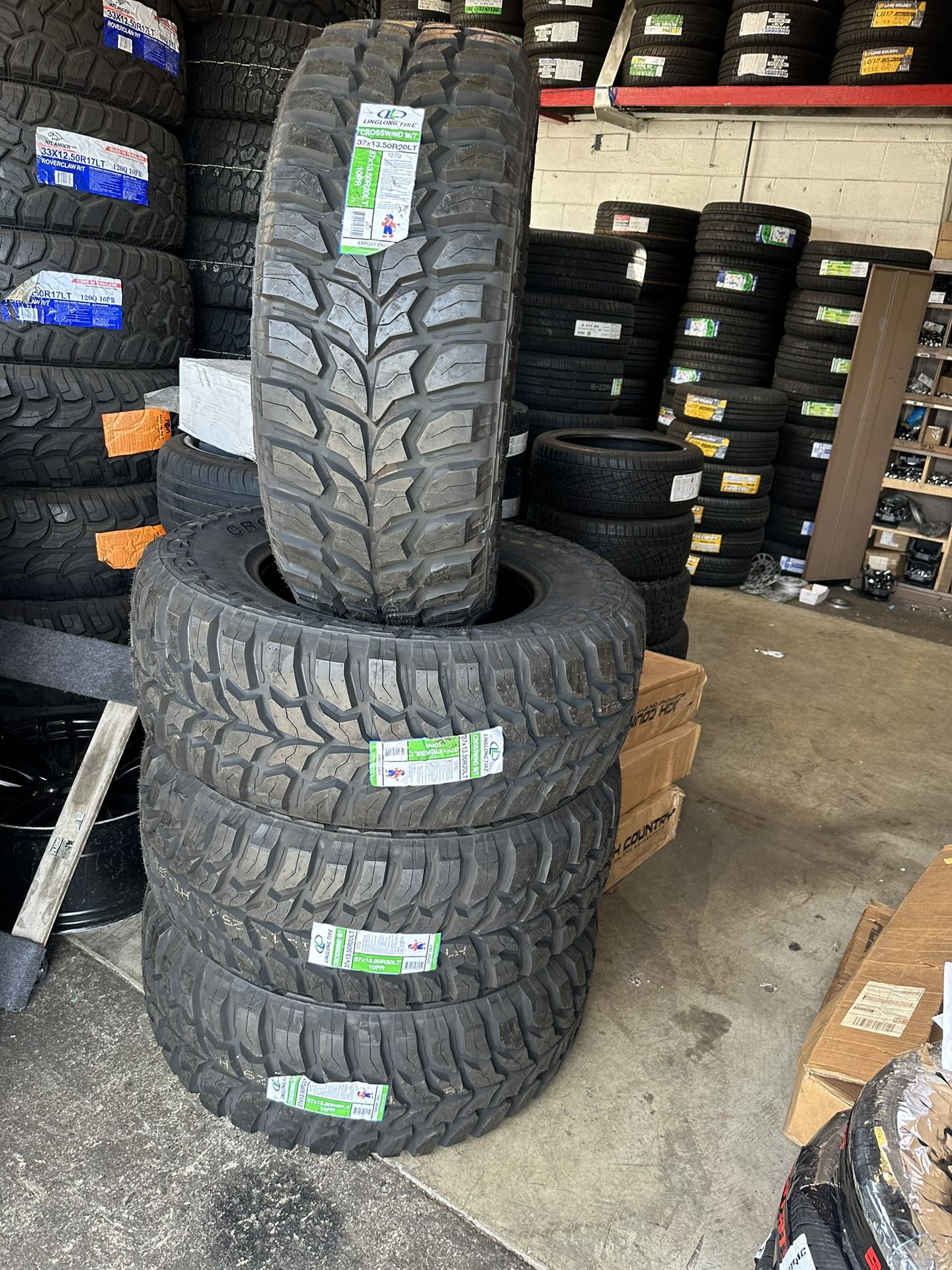 LT37x13.50R20 Crosswind M/T 10ply with installation available we do finance credit no needed