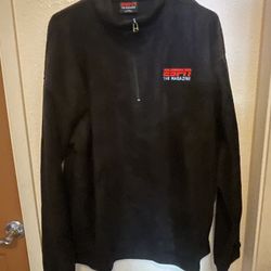 PreOwned ESPN The Magazine Black Fleece Pullover 1/4 Zip Jacket Men's XL