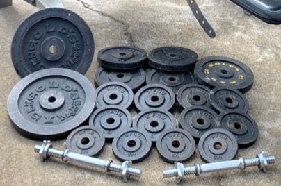 TSA Adj. Weight Bench +150lbs Standard 1” plates + barbell+ (2