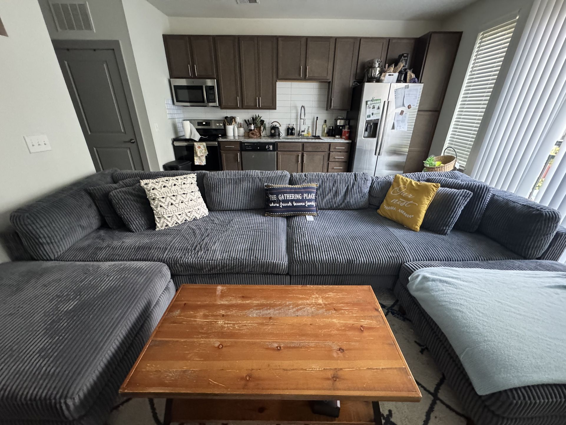 Large Gray Corduroy Sectional Couch – Need Gone AS SOON AS POSSIBLE!