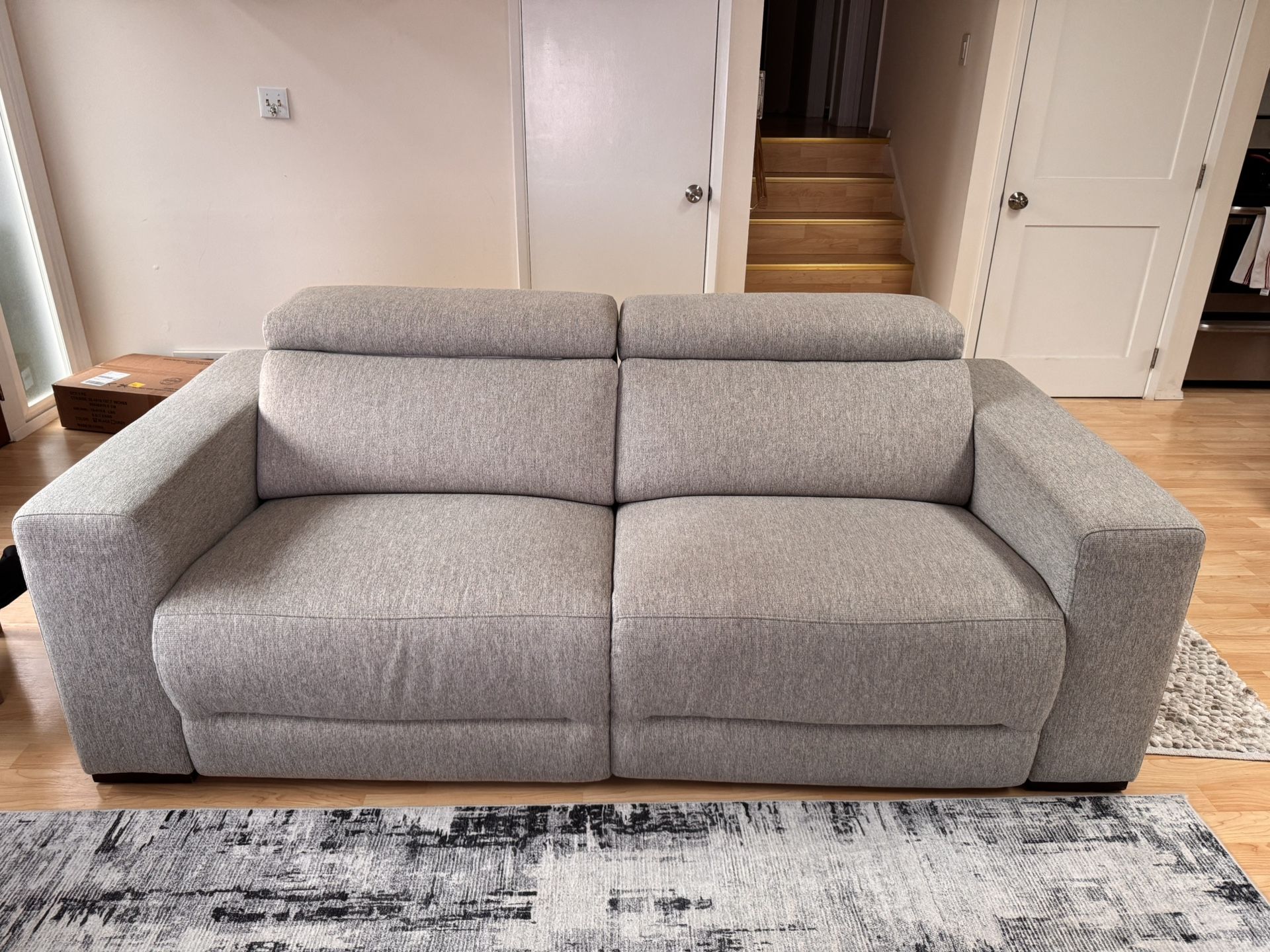 2-Pc. Fabric Power Headrest Sectional with 2 Power Motion Chairs