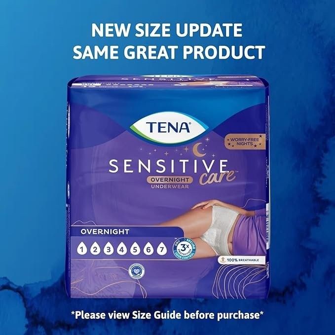 Tena Sensitive Care Overnight Incontinence Underwear for Women S/M. 16 count