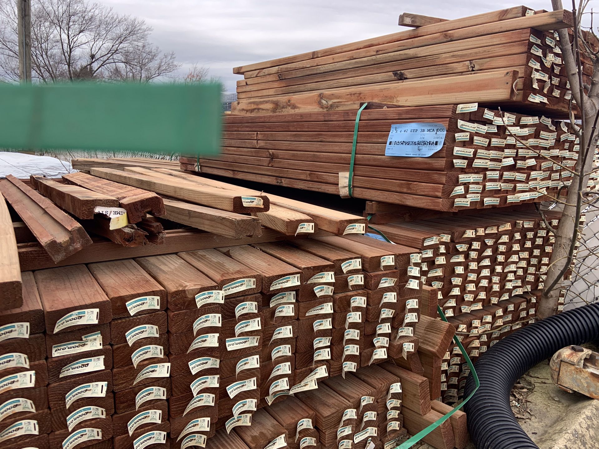 Cedar tone pressure-treated 2 x 4 x 6’ pine lumber