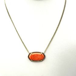Kendra Scott Orange And Gold Plated Elisa Pendant Necklace 