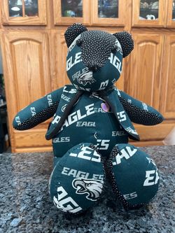 Philadelphia Eagles Baby Bear: Handmade Plush Stuffed Animal.  Size approximately 18 inches tall.  Brand new.  Smoke free home