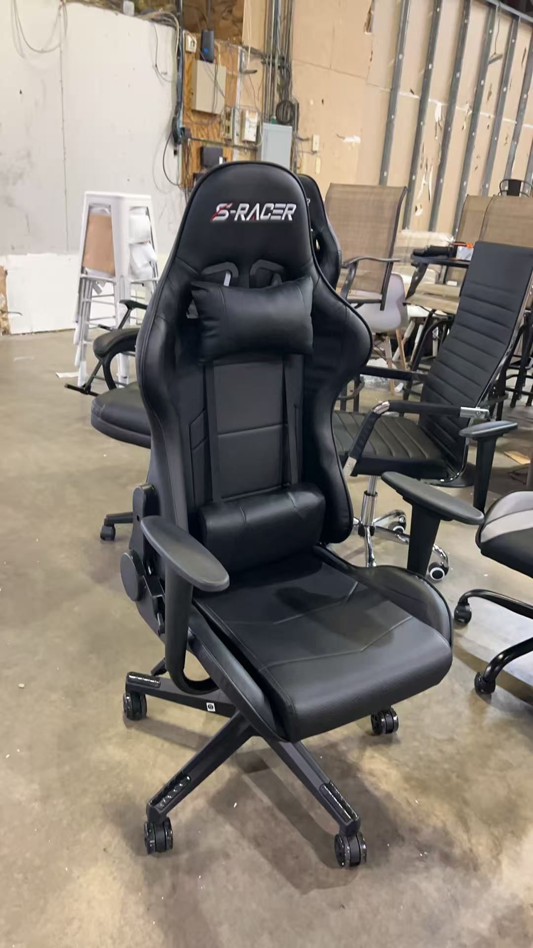 Black gaming chair (carbon fiber design) $80