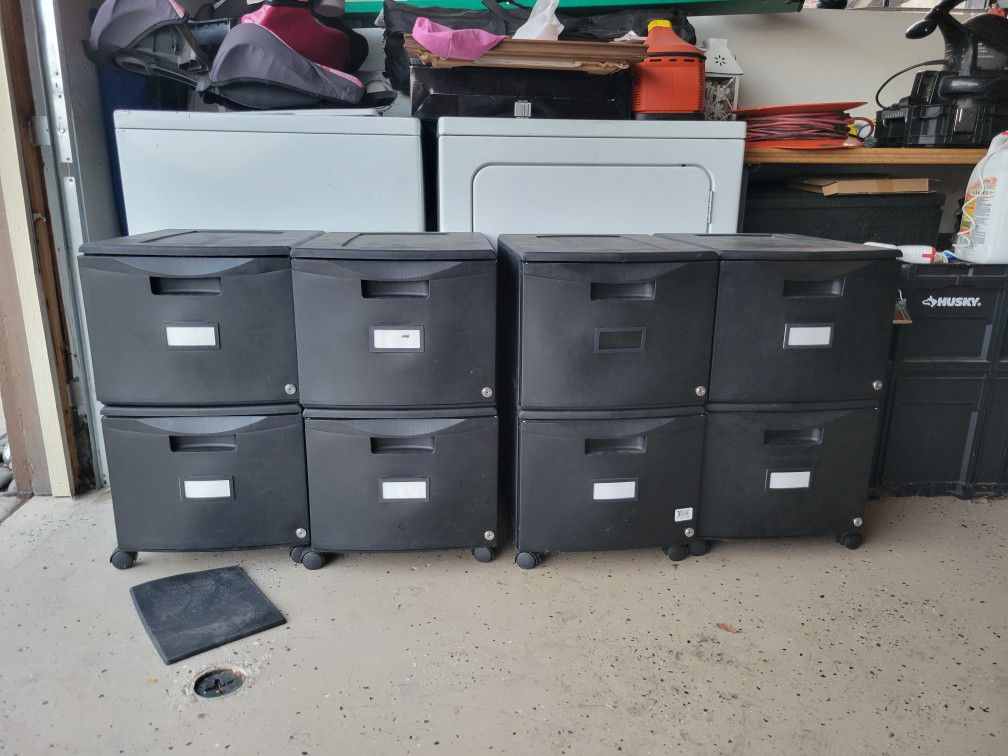 Storex 26"D Vertical 2-Drawer File Cabinet, Plastic, Black

