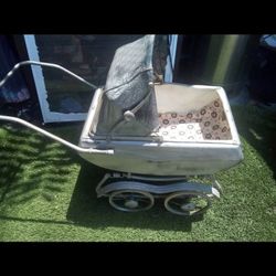 Antique All Metal Baby Doll Carriage 