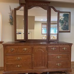 Wooden Dresser With Mirror