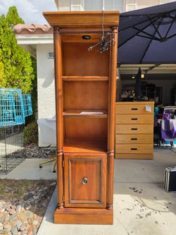 Wood Display Cabinet with Shelves and Door