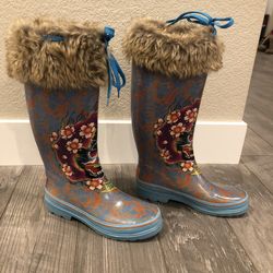 ED HARDY TALL RAINBOOTS (RARE) Size 7