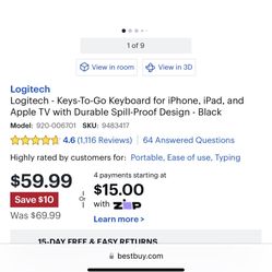 Logitech Keyboard For iPhone/iPad Spill Proof