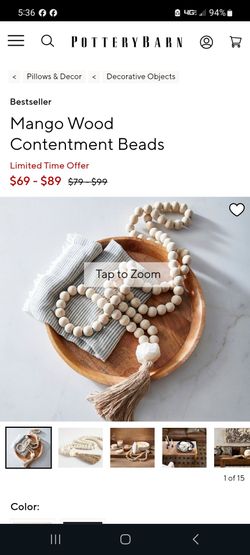 Pottery Barns Mango Wood Contentment Beads