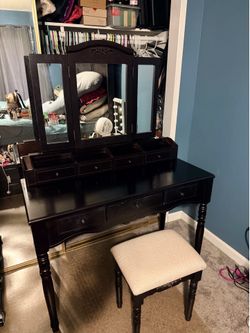 Makeup vanity with mirror