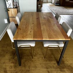 West Elm Mango Wood Industrial Dining Table