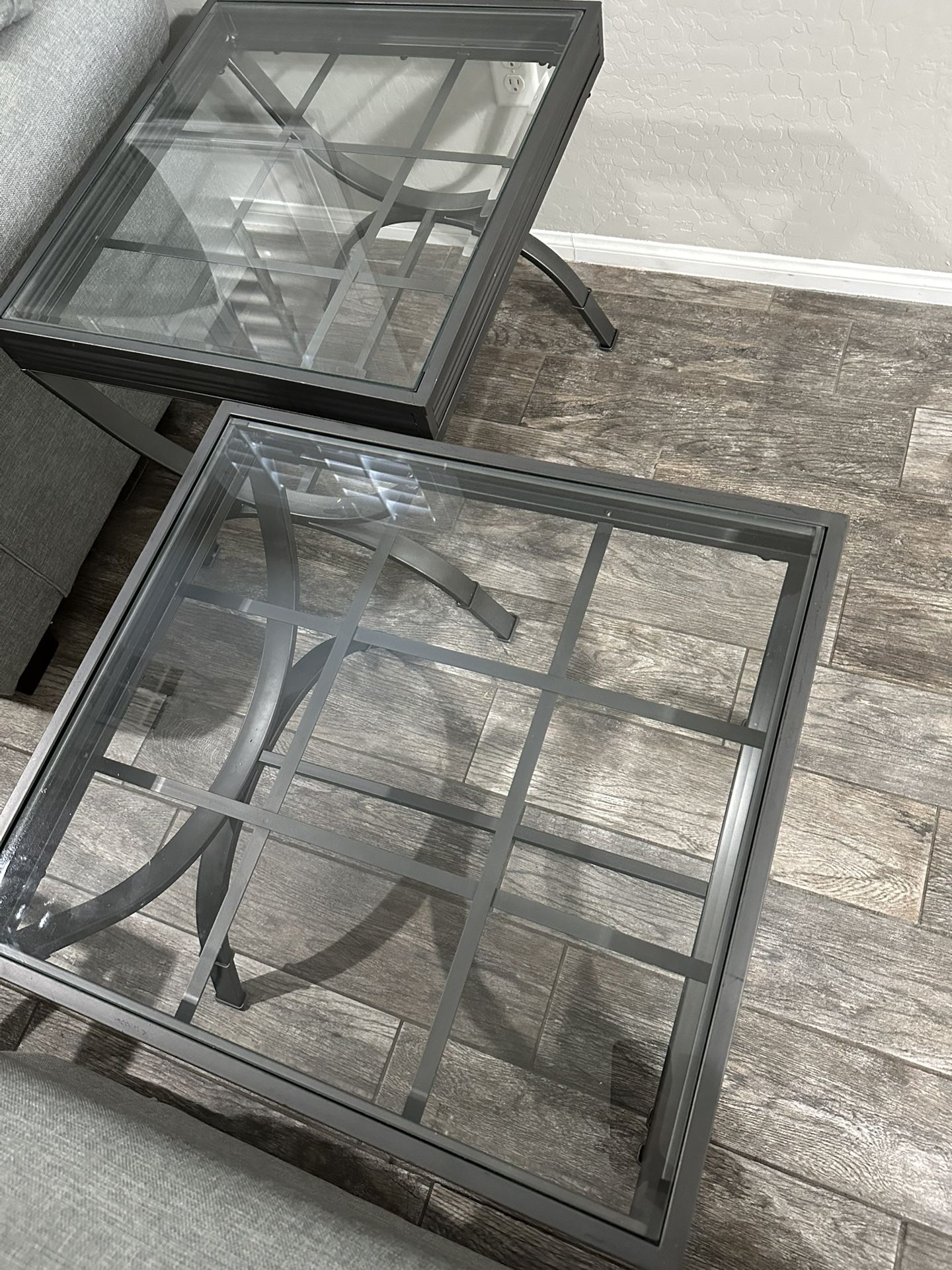 Glass & Metal Coffee Table + 2 Matching End Tables – Stylish & Sturdy