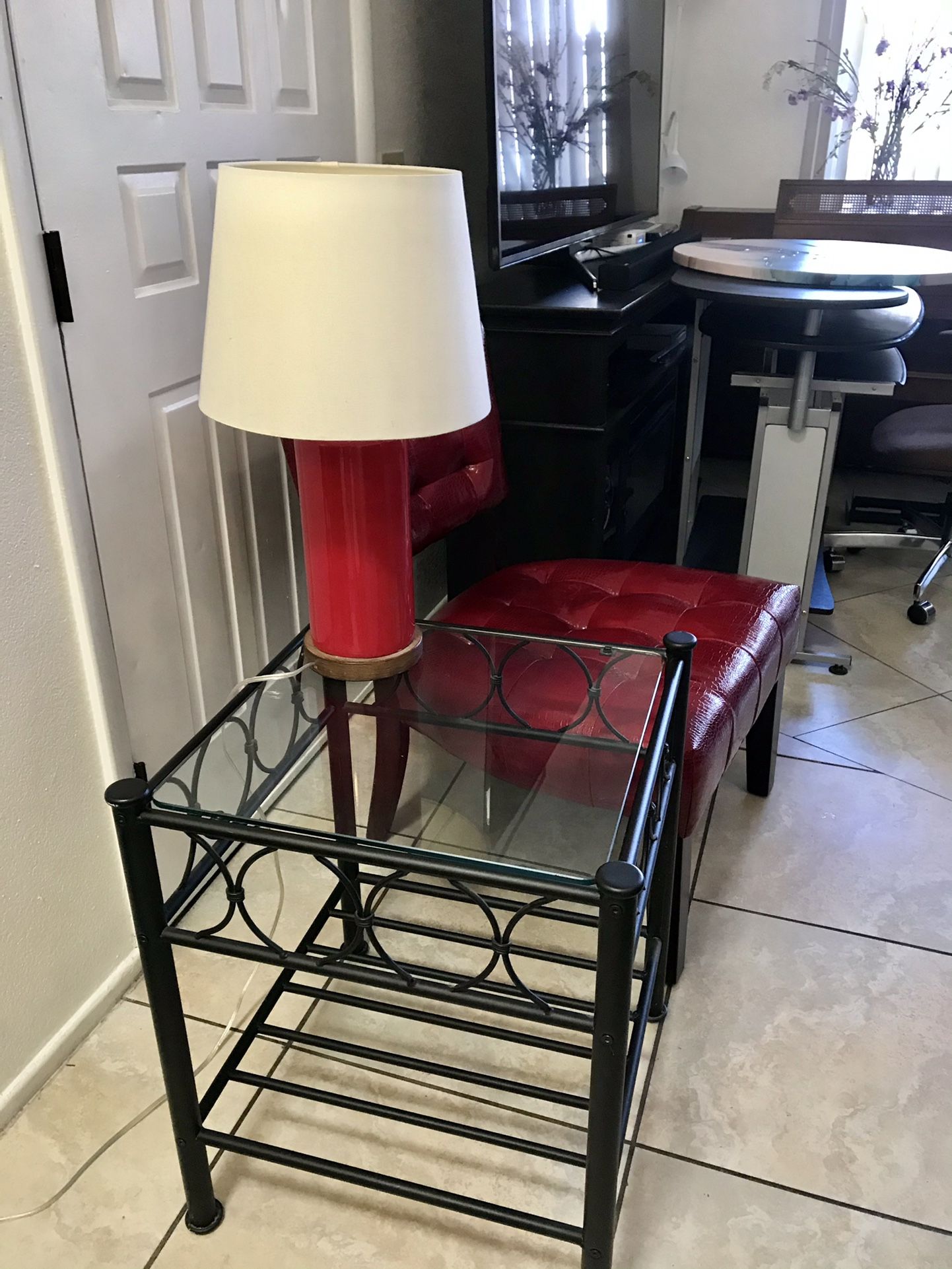 Accent Chair, Table, Lamp