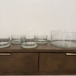 Glass Serving Bowl And Four Smaller Bowls 