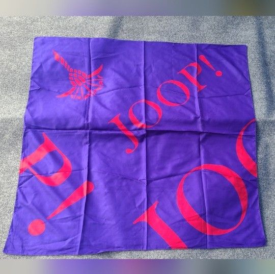 JOOP Germany Big Scarf Rare Silky Polyester Blue Red 46 x 45.5" Made in Italy