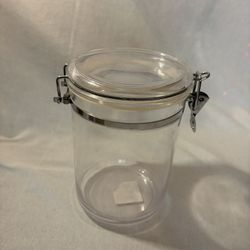 7.5" Tall Hard Clear Plastic Canister With Locking Latch 