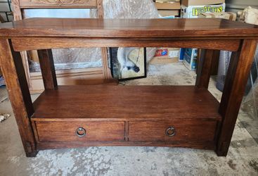 Mission Style Wood Console Table with Drawers