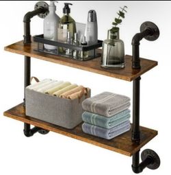 2-tier industrial wall shelves