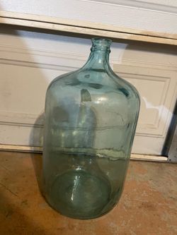Vintage 5-gallon aqua glass carboy, water jug or demijohn