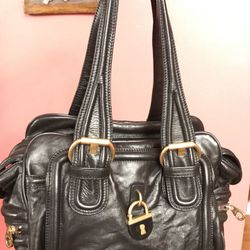 Marc Jacobs soft black leather satchel