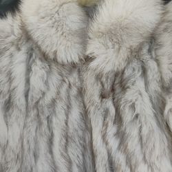 Saga fox fur coat white Quality Vintage 100% Real Blue Fox Fur Small
