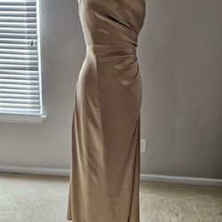 Gold Adjustable One Shoulder Dress