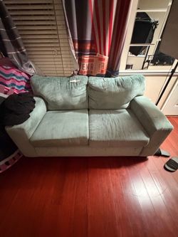 Teal Fabric Loveseat Sofa