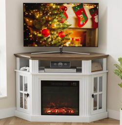 TV stand entertainment center with fireplace