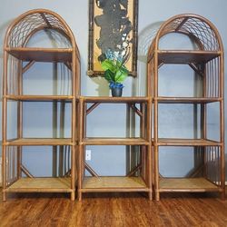 Mid century Rattan Etageres