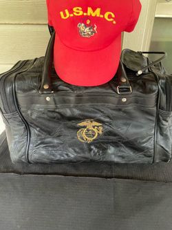 USMC Leather AWOL Bag and Red USMC Cover